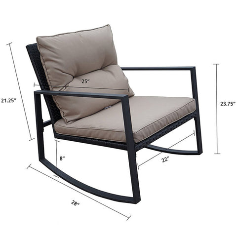 Kozyard Moana Outdoor 3-Piece Rocking Wicker Bistro Set