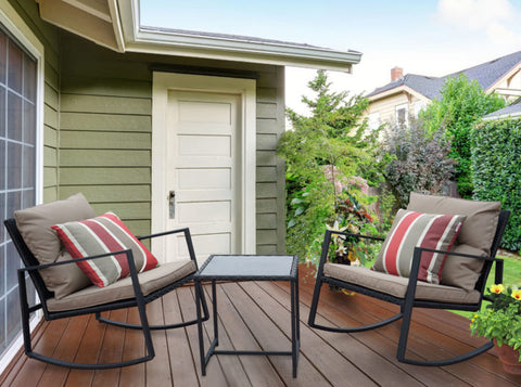 Kozyard Moana Outdoor 3-Piece Rocking Wicker Bistro Set