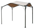 A sun shade gazebo with a sturdy metal frame and a beige canopy. It is designed to provide shade, protecting from the sun's rays, and is suitable for outdoor use in yards or gardens.Beige Sun Shade Gazebo for Outdoor Protection.sun shade gazebo, metal frame, beige canopy, outdoor shade, sun protection.