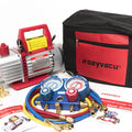 KOZYVACU vacuum pump kit with manifold gauge, hoses, oil, user guide, and carrying bag. KOZYVACU vacuum pump, manifold gauge, hoses, vacuum pump oil, carrying bag, HVAC tool.
KOZYVACU Vacuum Pump Kit with Manifold Gauge, Hoses, and Carrying Bag.KOZYVACU vacuum pump, manifold gauge, hoses, vacuum pump oil, carrying bag, HVAC tool.


