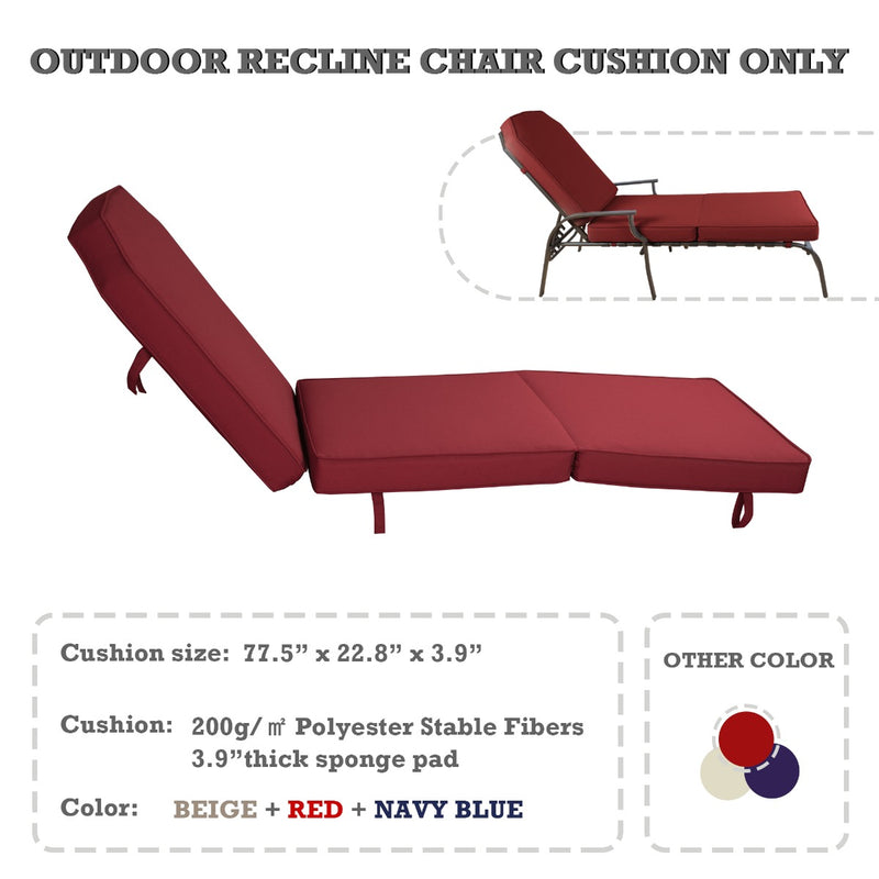 Kozyard Comfort Outdoor Chaise Lounge Cushion (3 Color Options )